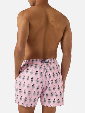 Short de bain Micro Pink Lighting avec imprimé all-over panda et montres 