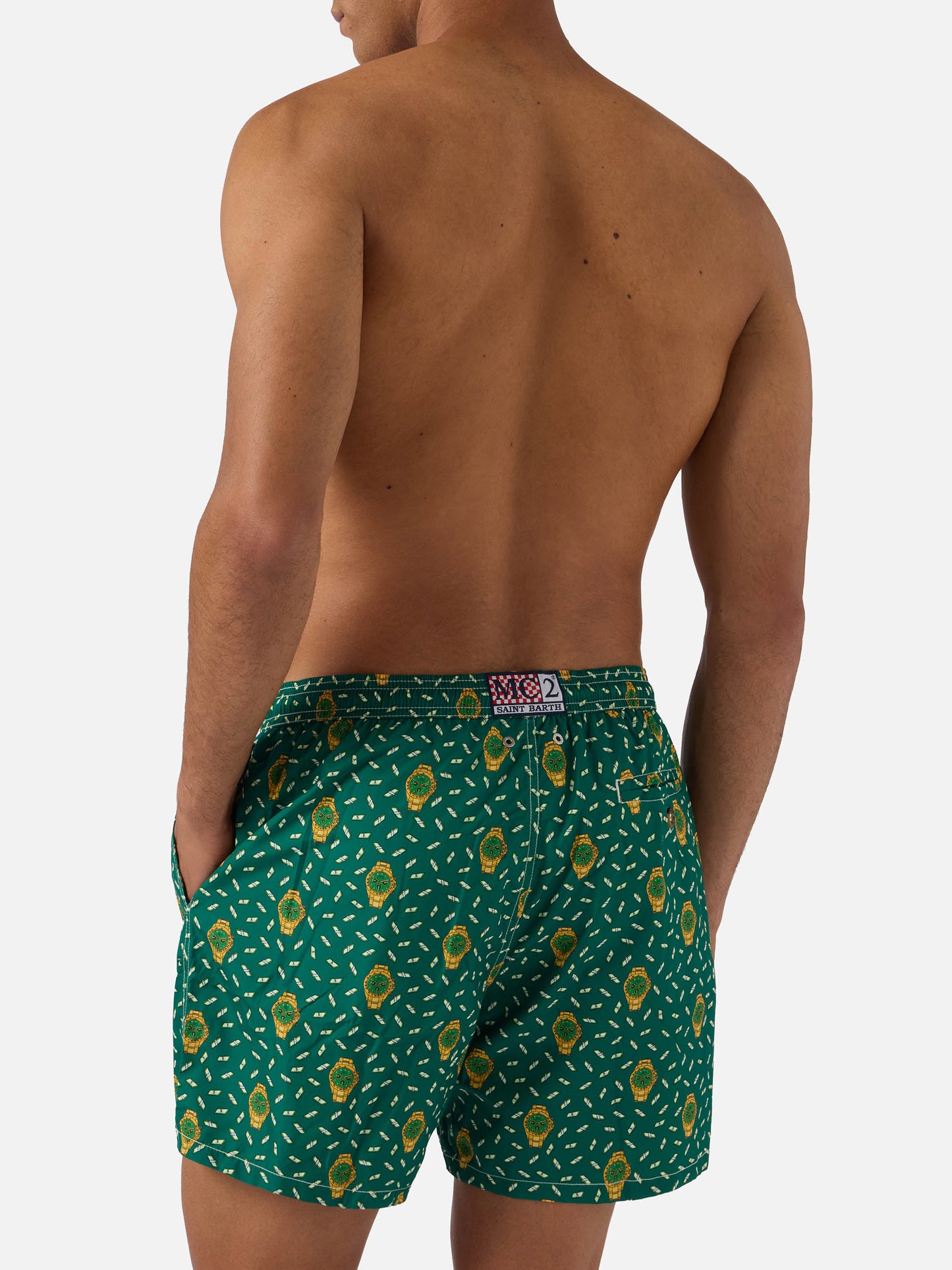 Bañador corto Micro Green Lighting con estampado integral rich mayer 