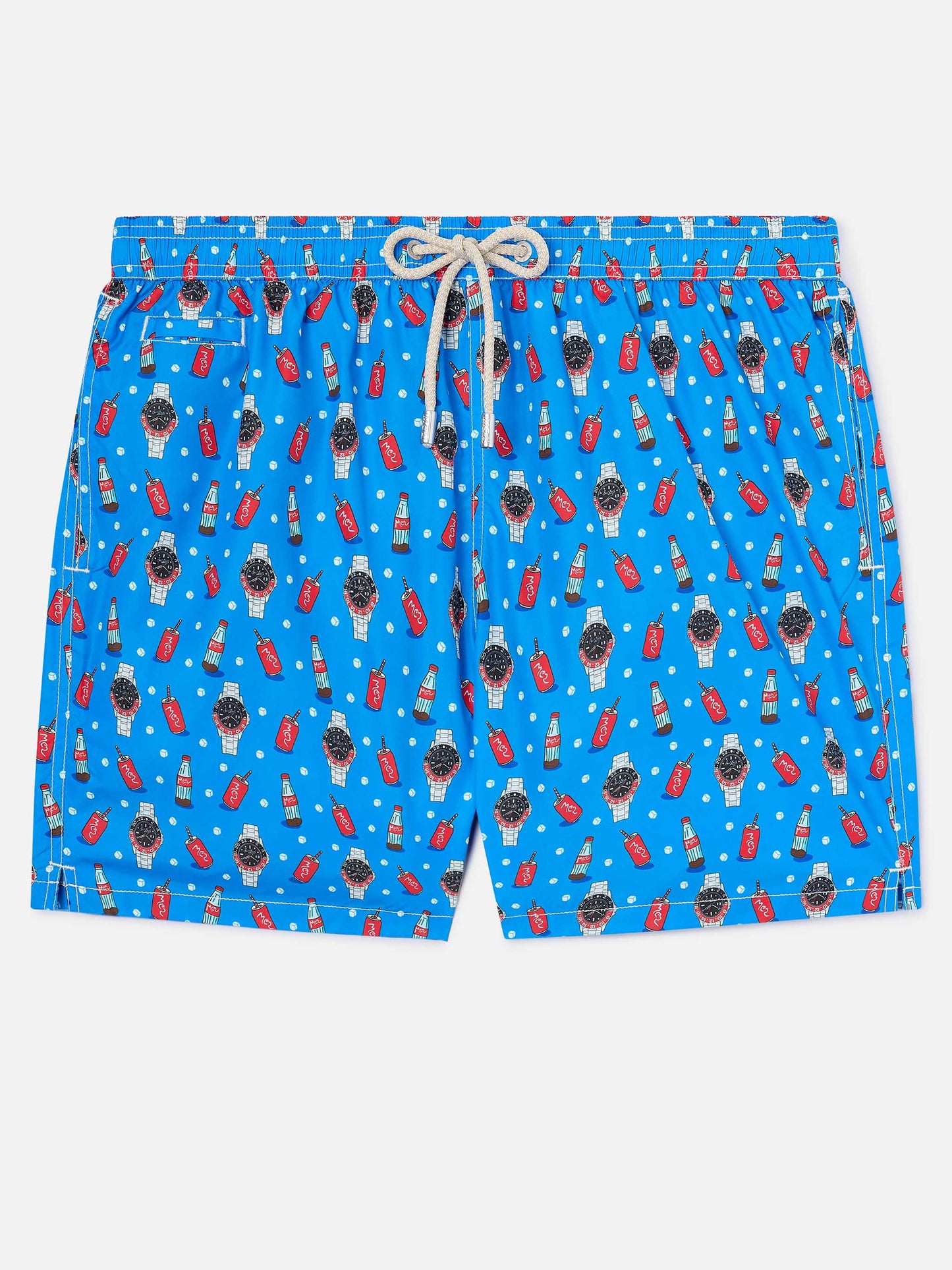 Blue Lighting Micro swim shorts with watch red cola print