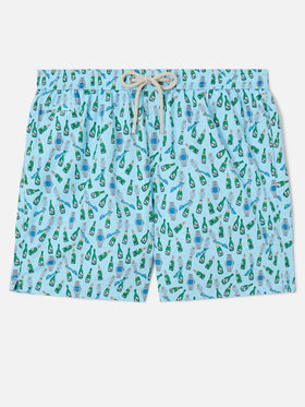 Short de bain Micro Lighting bleu clair avec imprimé watch sabrage 