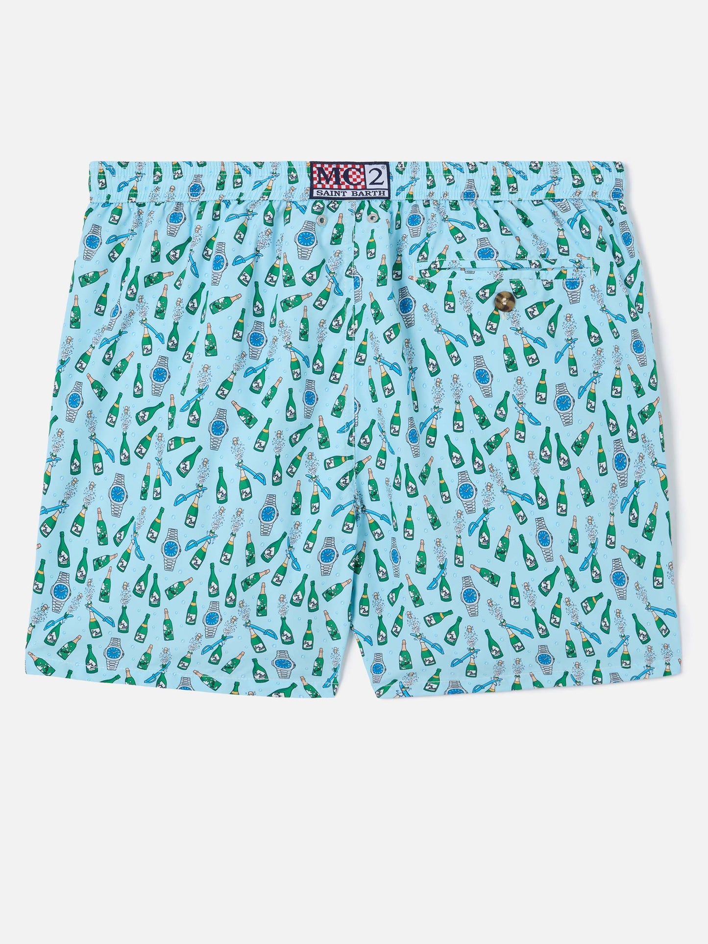 Short de bain Micro Lighting bleu clair avec imprimé watch sabrage 