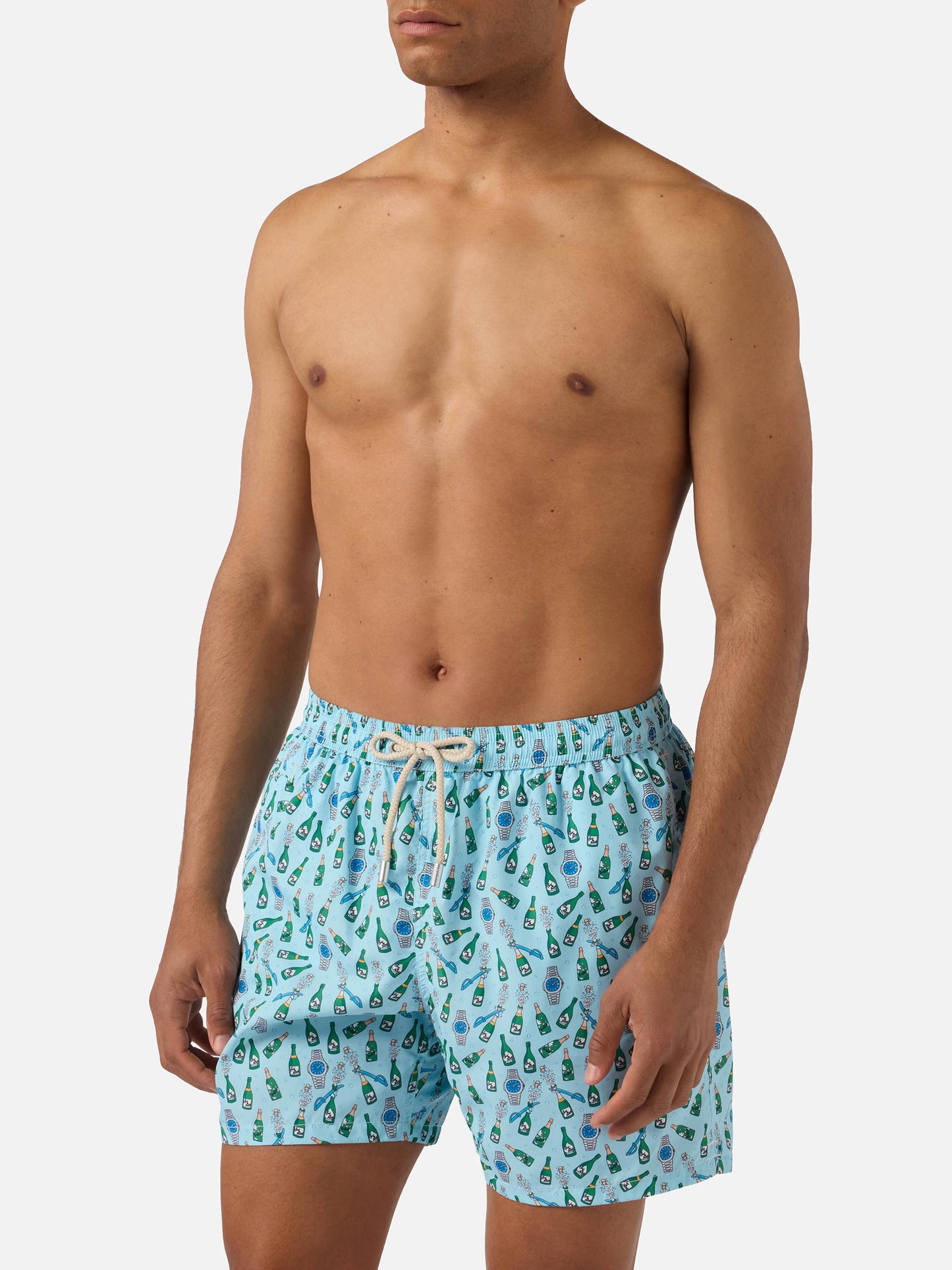 Short de bain Micro Lighting bleu clair avec imprimé watch sabrage 