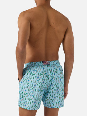 Short de bain Micro Lighting bleu clair avec imprimé watch sabrage 