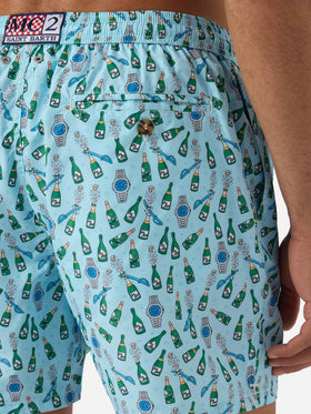 Short de bain Micro Lighting bleu clair avec imprimé watch sabrage 