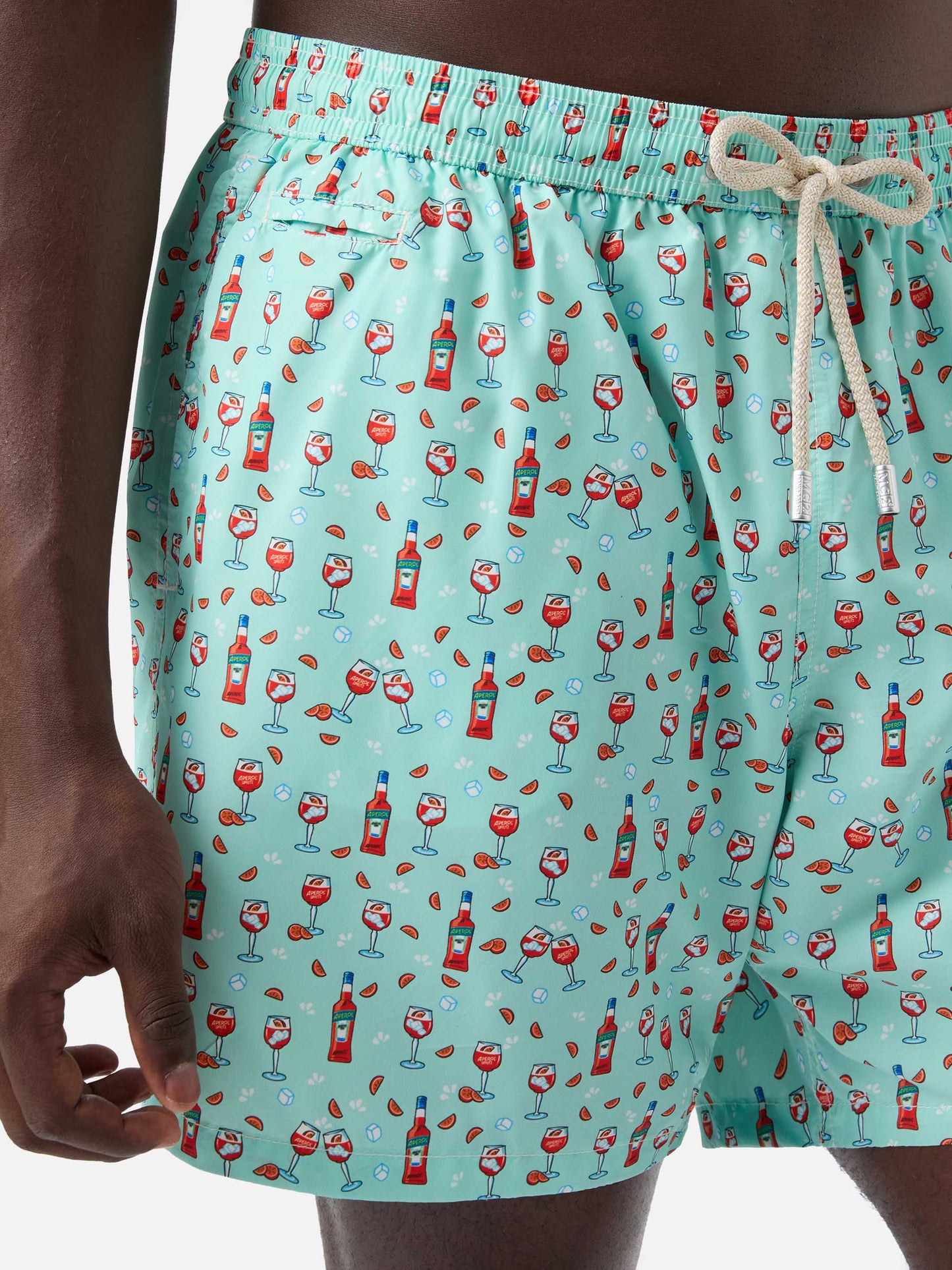 Light green Lighting Micro swim shorts with Aperol print | Special Edition