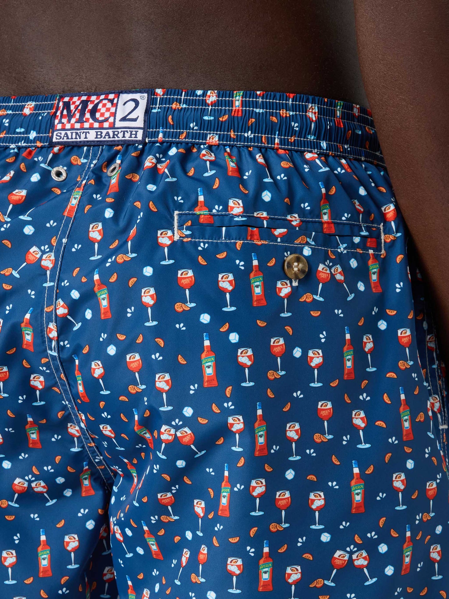 Blue Lighting Micro swim shorts with Aperol print | Special Edition