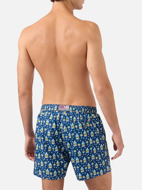 Marineblaue Micro-Badeshorts Lighting mit Portofino Gin-Print | Special Edition 