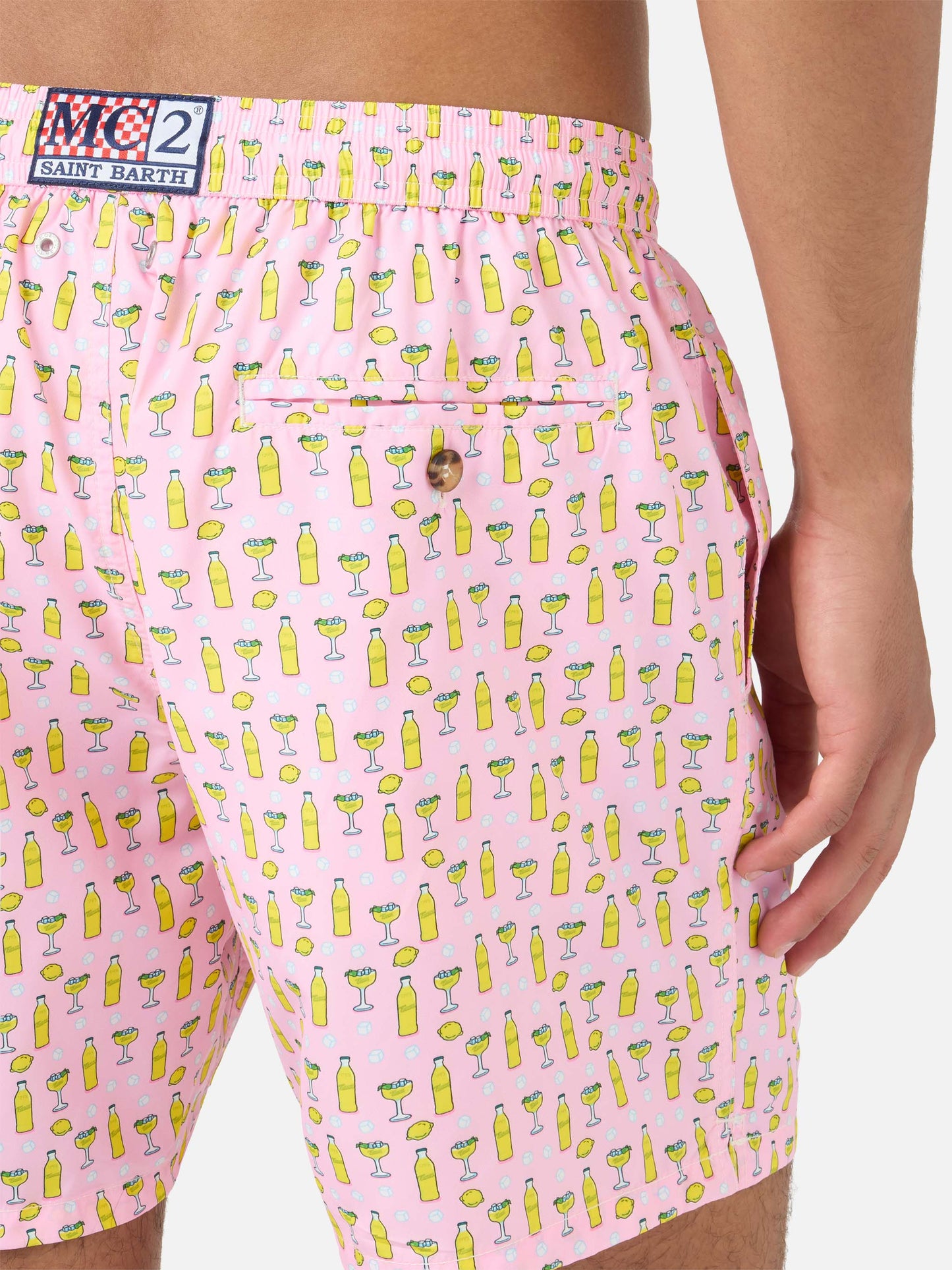Shorts mare rosa Lighting Micro con stampa cocktail Tassoni | Special Edition