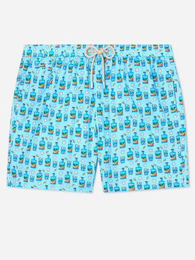 Light blue Lighting Micro swim shorts with Portofino Gin print | Special Edition