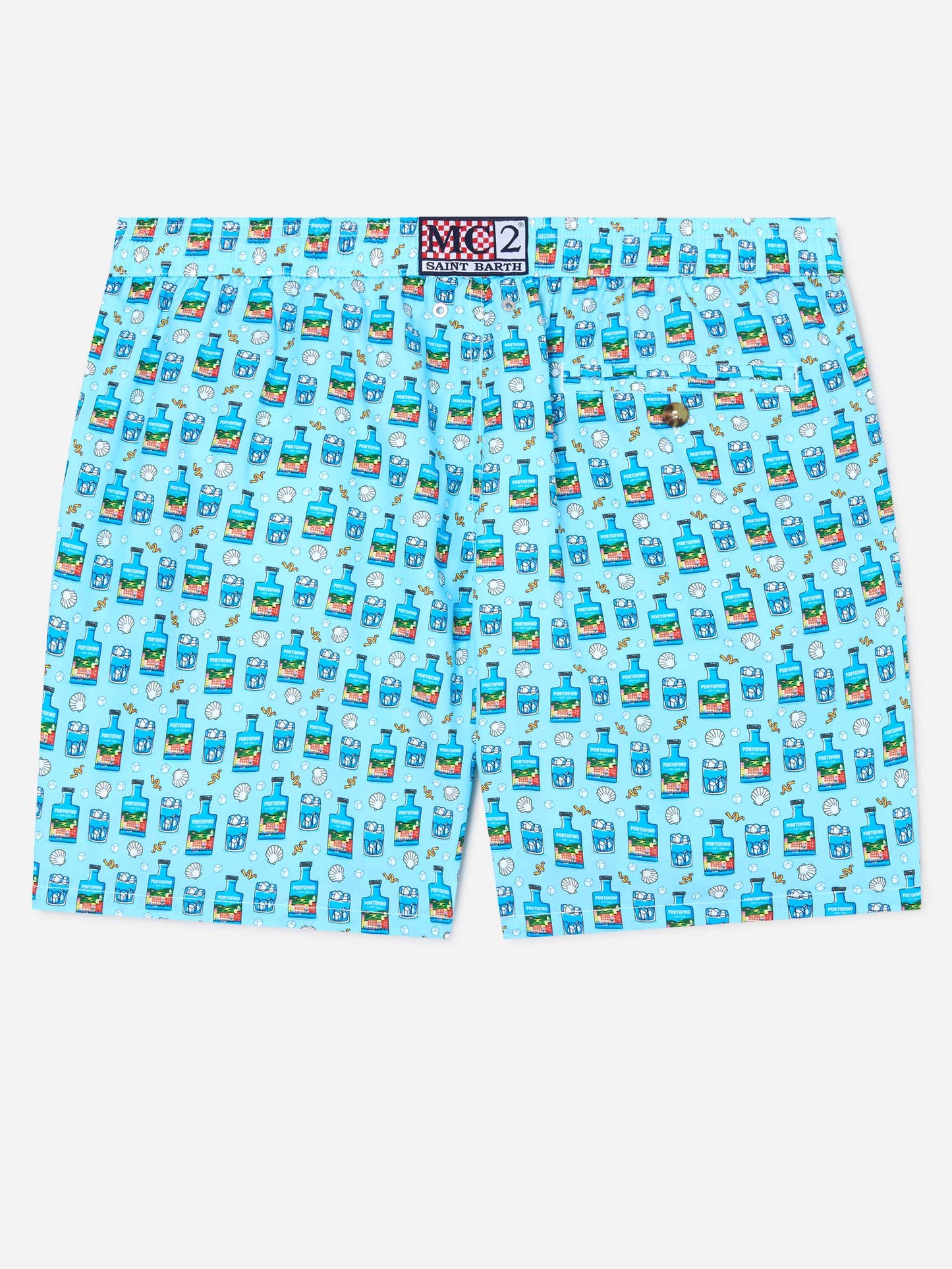 Light blue Lighting Micro swim shorts with Portofino Gin print | Special Edition