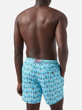 Light blue Lighting Micro swim shorts with Portofino Gin print | Special Edition