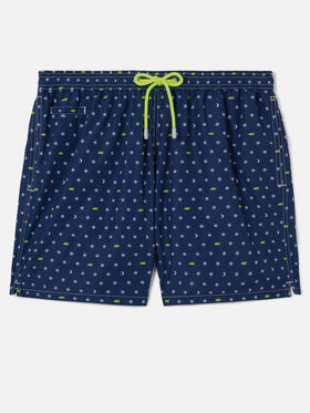 Short de bain Lighting Micro bleu marine avec imprimé all-over VR46 | VR46 SPECIAL EDITION 