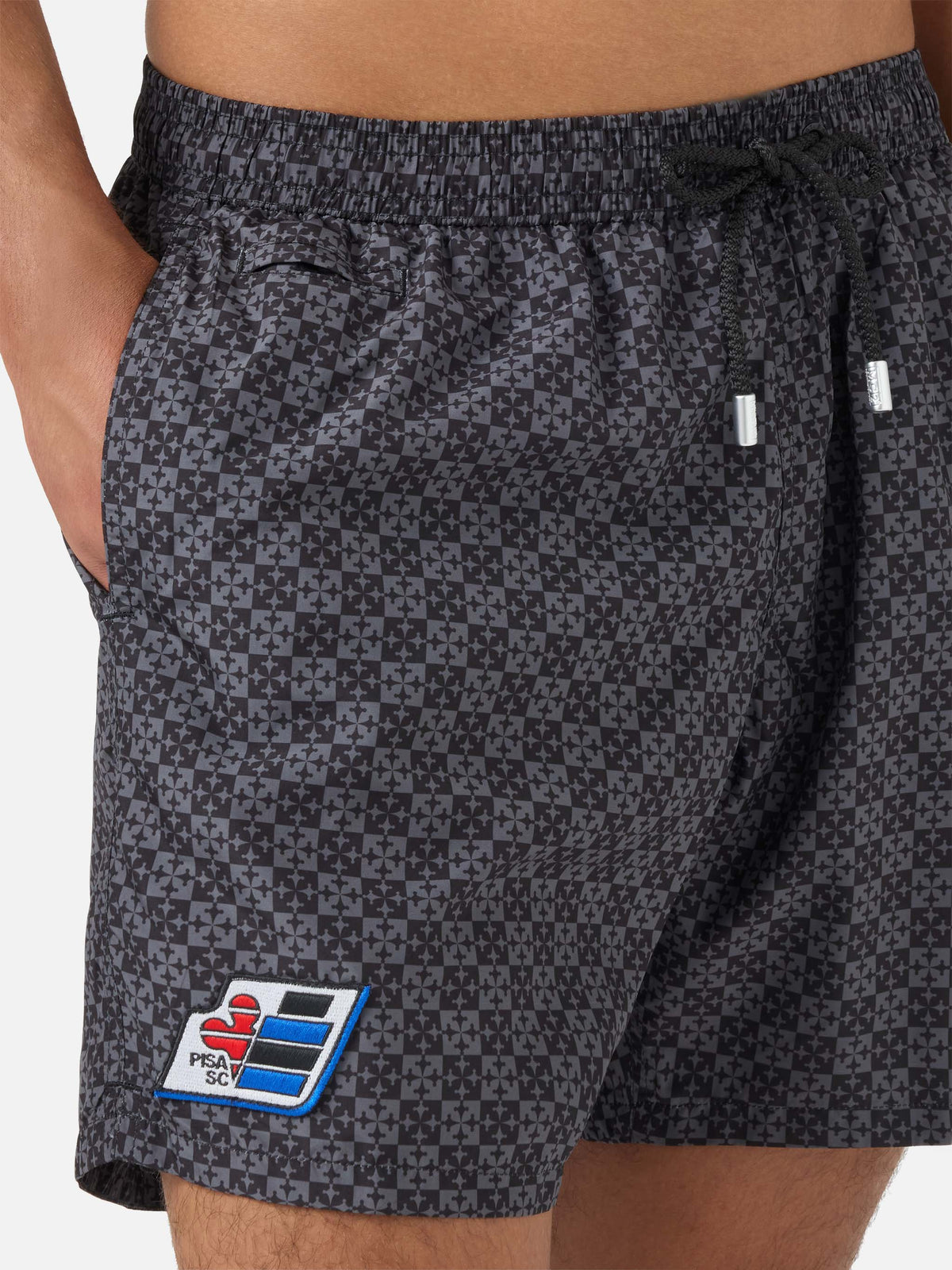 Short de bain Micro Black Lighting avec imprimé Pisa SC Croce | PS SC SPECIAL EDITION 