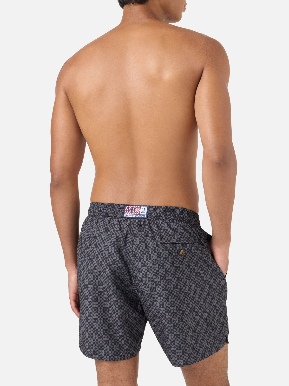 Short de bain Micro Black Lighting avec imprimé Pisa SC Croce | PS SC SPECIAL EDITION 