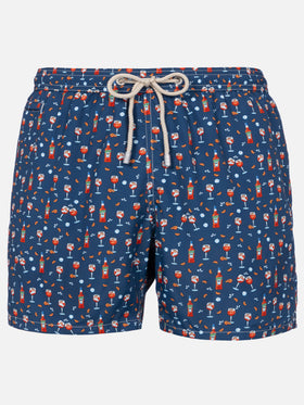 Man lightweight fabric swim-shorts Lighting Micro Fantasy with Aperol Spritz print | APEROL SPECIAL EDITION