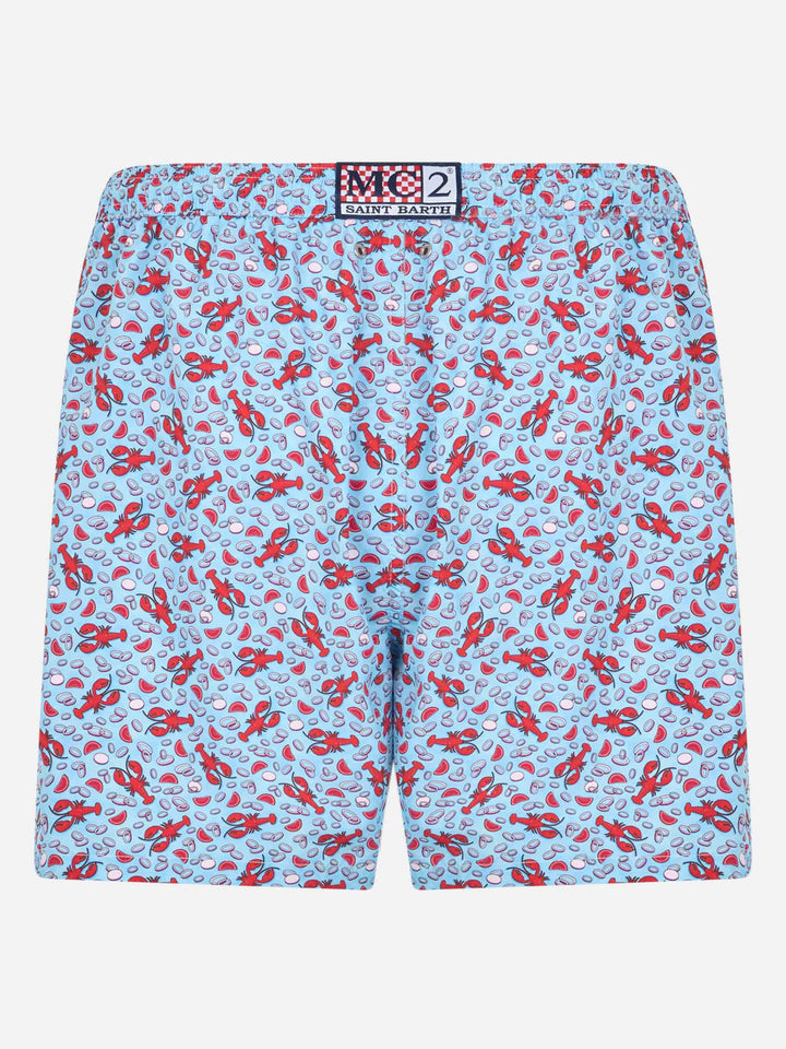 Man lightweight fabric swim-shorts Lighting Micro Fantasy with Lobster print - MC2 Saint Barth