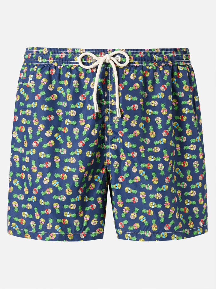 Lightweight fabric swim shorts Lighting with pineapple print