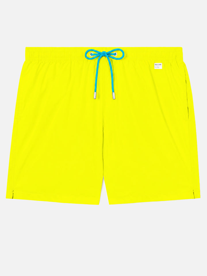 Short de bain Pantone jaune fluo en tissu technique stretch | Édition spéciale 