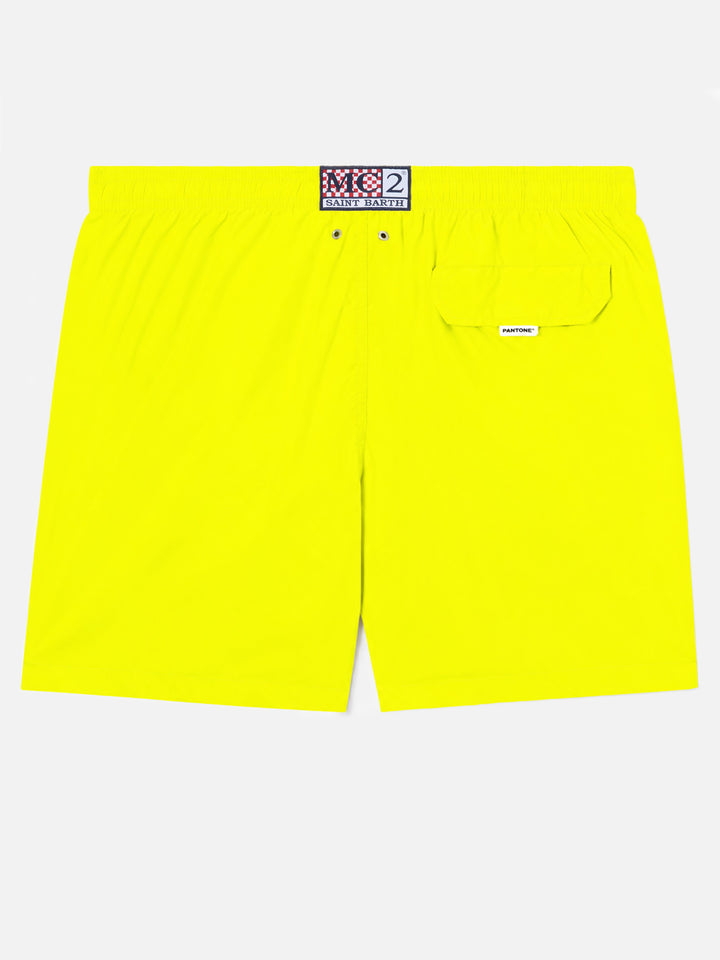 Short de bain Pantone jaune fluo en tissu technique stretch | Édition spéciale 
