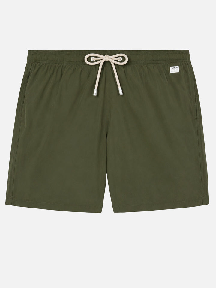 Leichte Badehose aus Stoff in Military-Grün Lighting Pantone | PANTONE® SPECIAL EDITION 