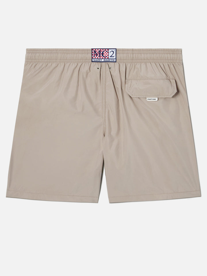 Lighting Pantone swim shorts in solid khaki | Special Edition