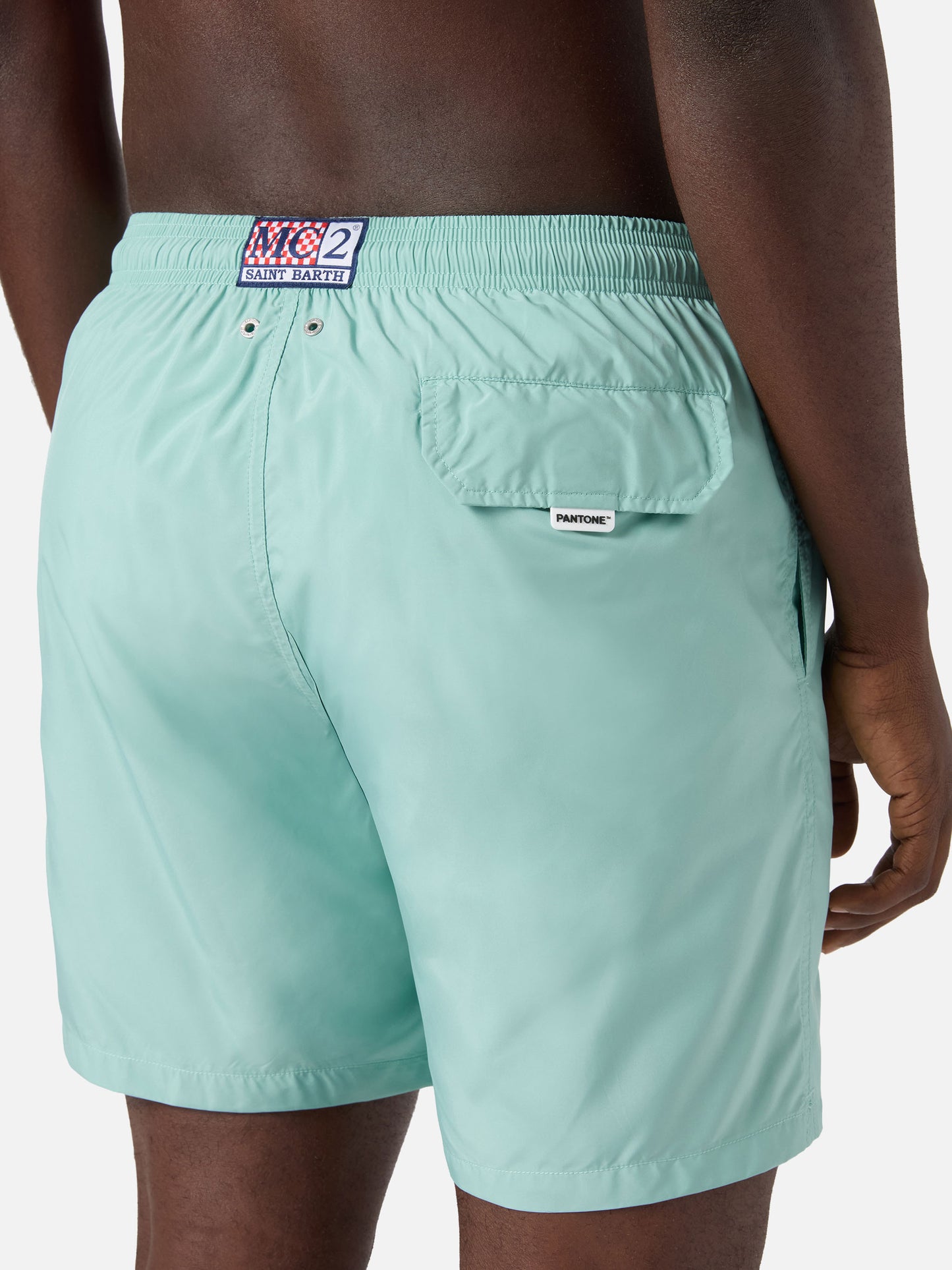 Lighting Pantone swim shorts in solid aqua green | Special Edition
