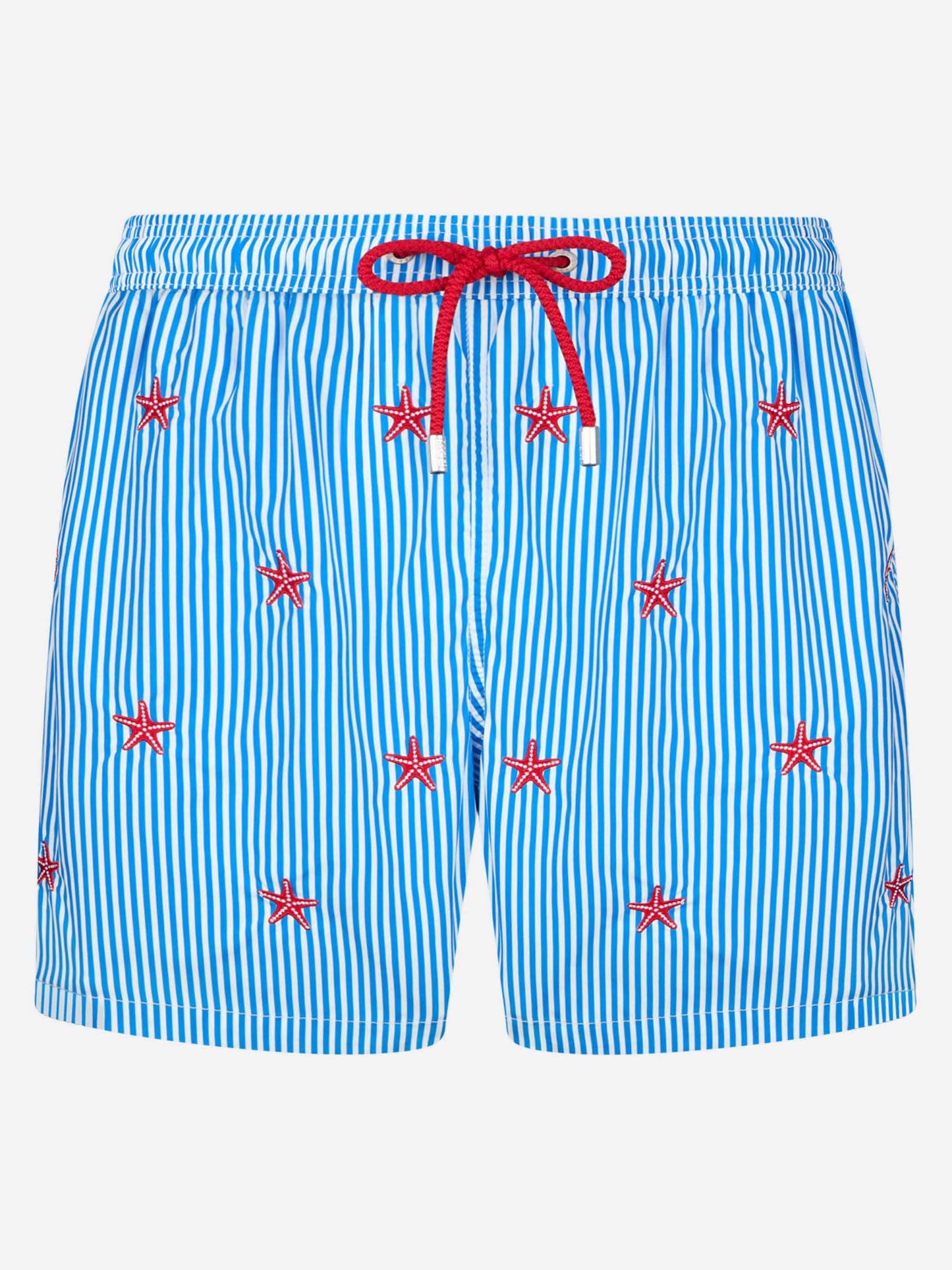 Man lightweight fabric swim-shorts Lighting with seastars embroidery