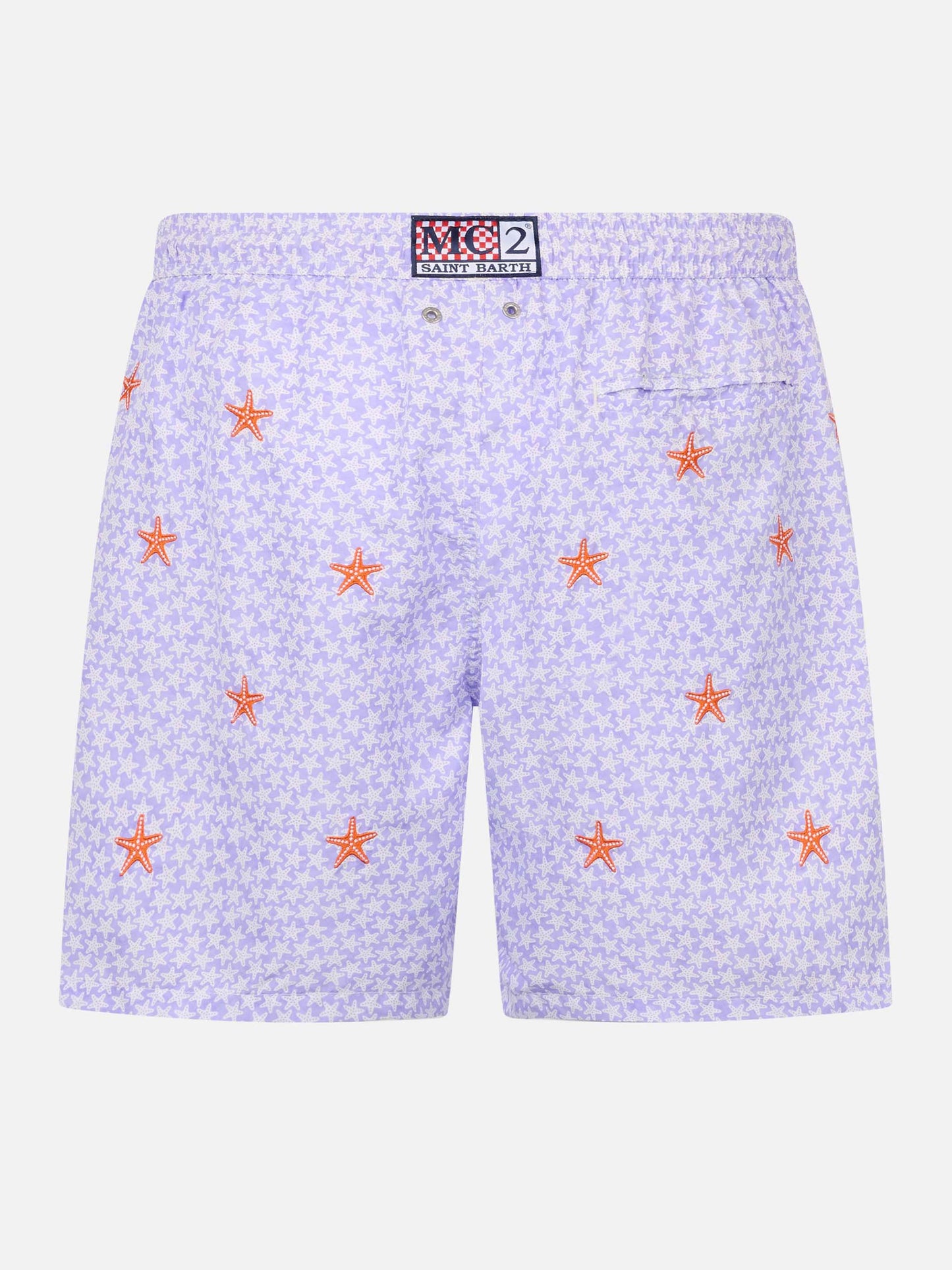 Man lightweight fabric swim-shorts Lighting with seastars embroidery - MC2 Saint Barth