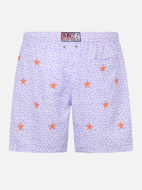 Man lightweight fabric swim-shorts Lighting with seastars embroidery - MC2 Saint Barth