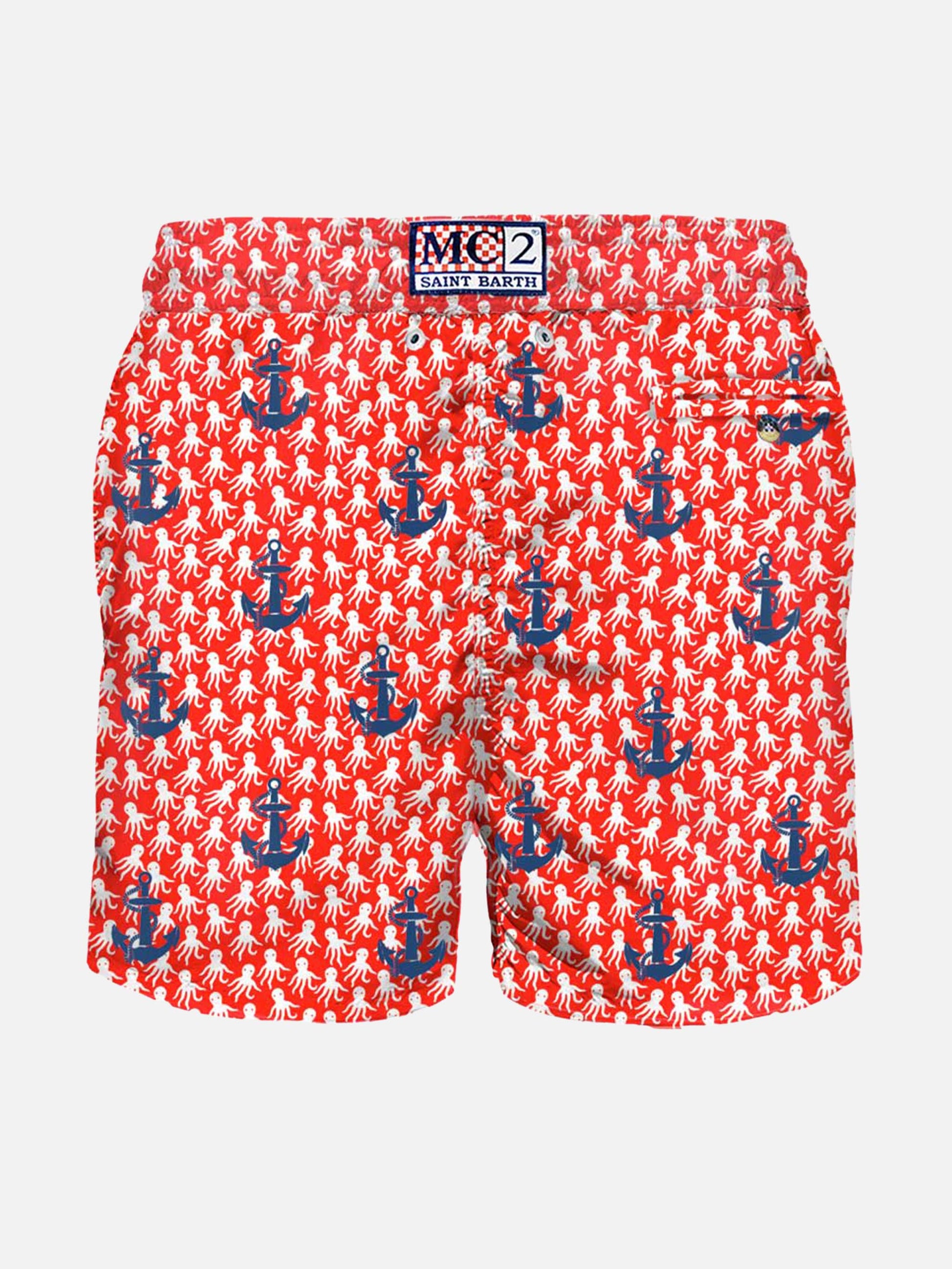 Man light fabric swim shorts with anchors embroidery - MC2 Saint Barth