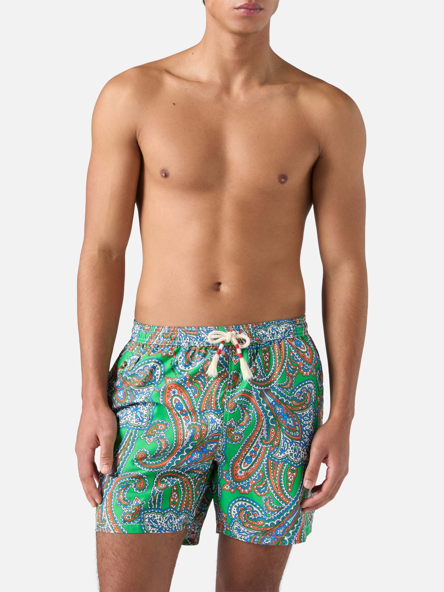 Lightweight fabric swim-shorts Lighting 70 with paisley print
