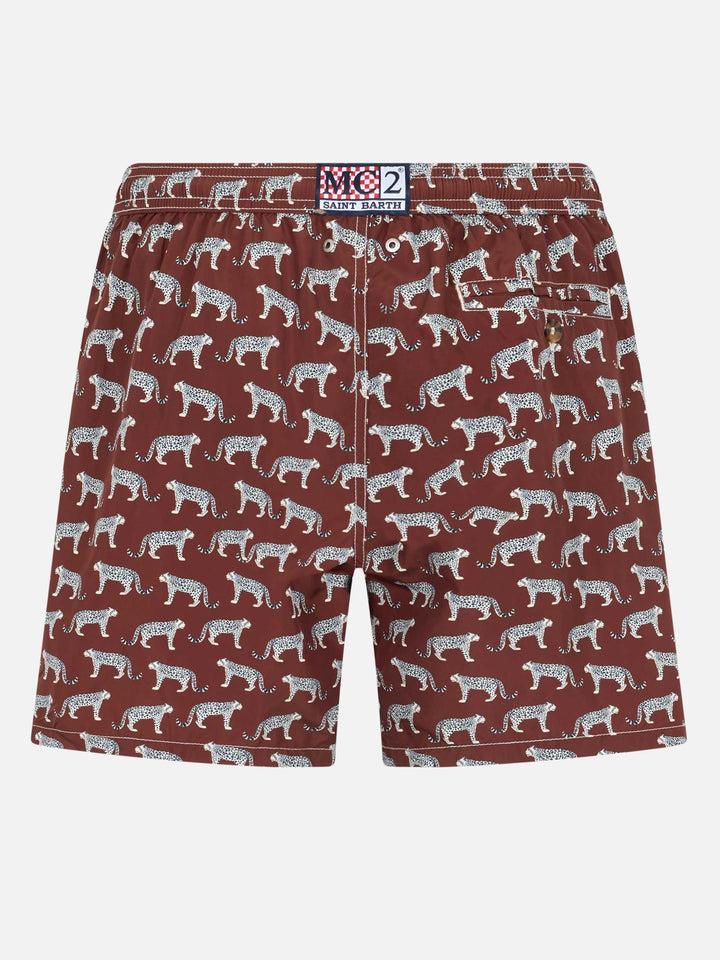 Man lightweight fabric swim-shorts Lighting 70 with micro cheeta print - MC2 Saint Barth