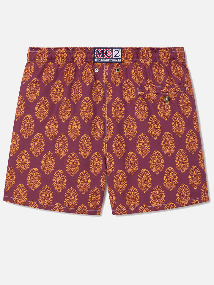 Lightweight fabric swim-shorts Lighting 70 with indian print
