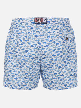 Badeshorts Lighting 70 aus leichtem Stoff mit Hai-Print