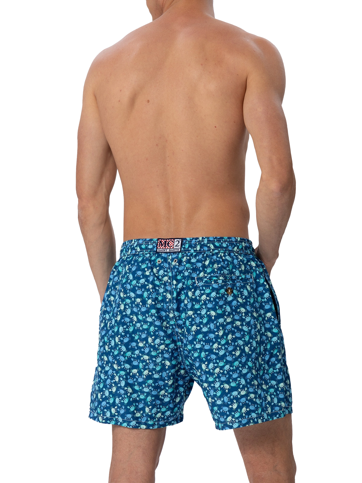 Man lightweight fabric swim-shorts Lighting 70 with crabs print - MC2 Saint Barth