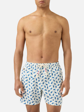Lighting 70 white swim shorts with all-over gecko print