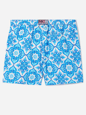 Short de bain Lighting 70 avec imprimé majolique bleu 
