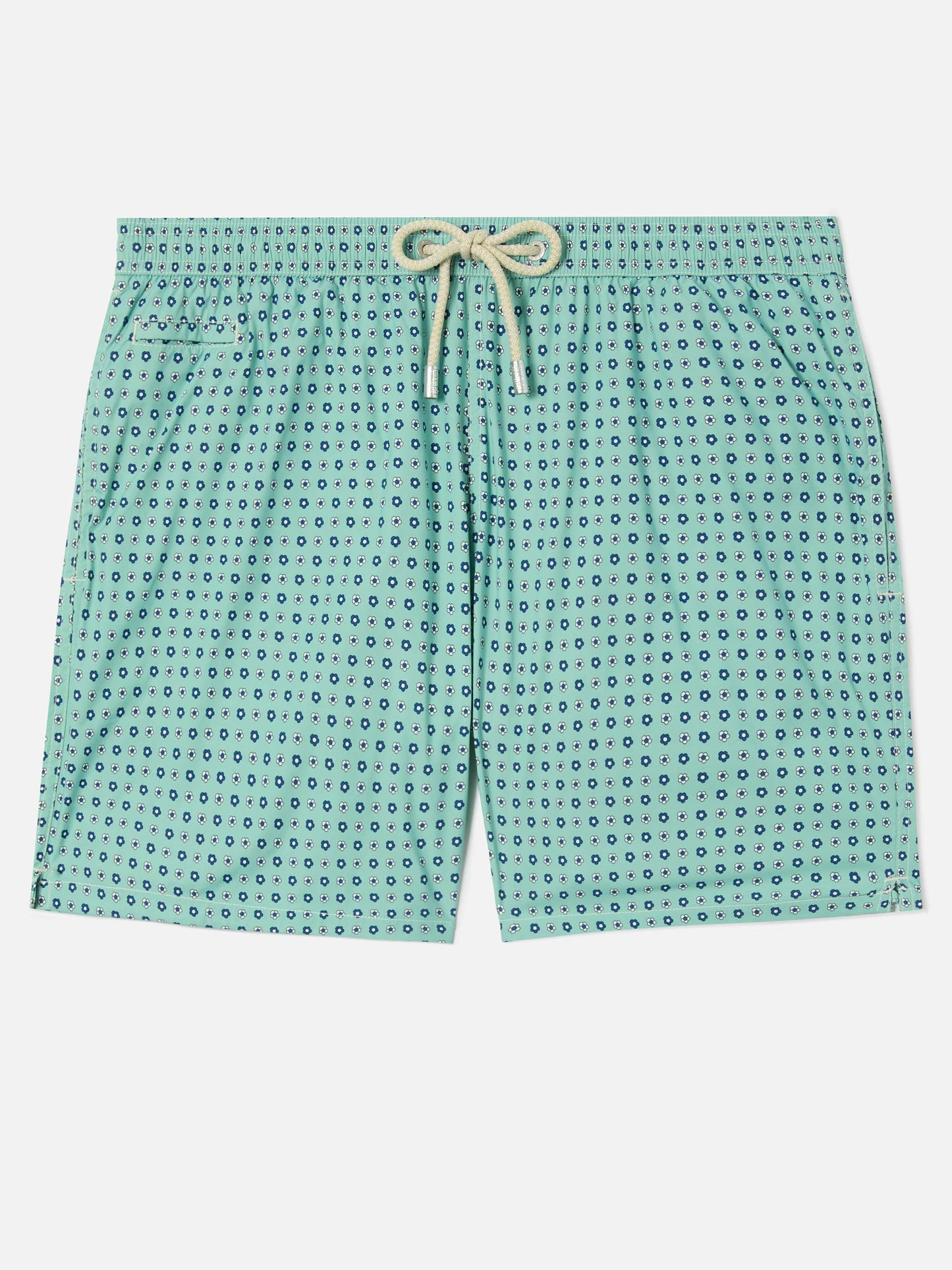 Hellgrüne Lighting Micro-Badeshorts mit geometrischem Allover-Print 
