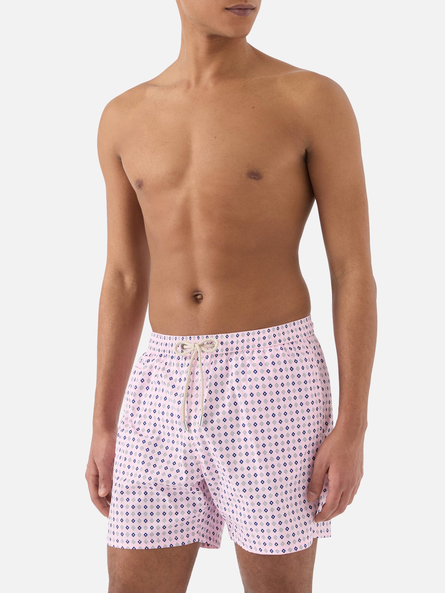 Pink Lighting Micro swim shorts with all-over geometric print