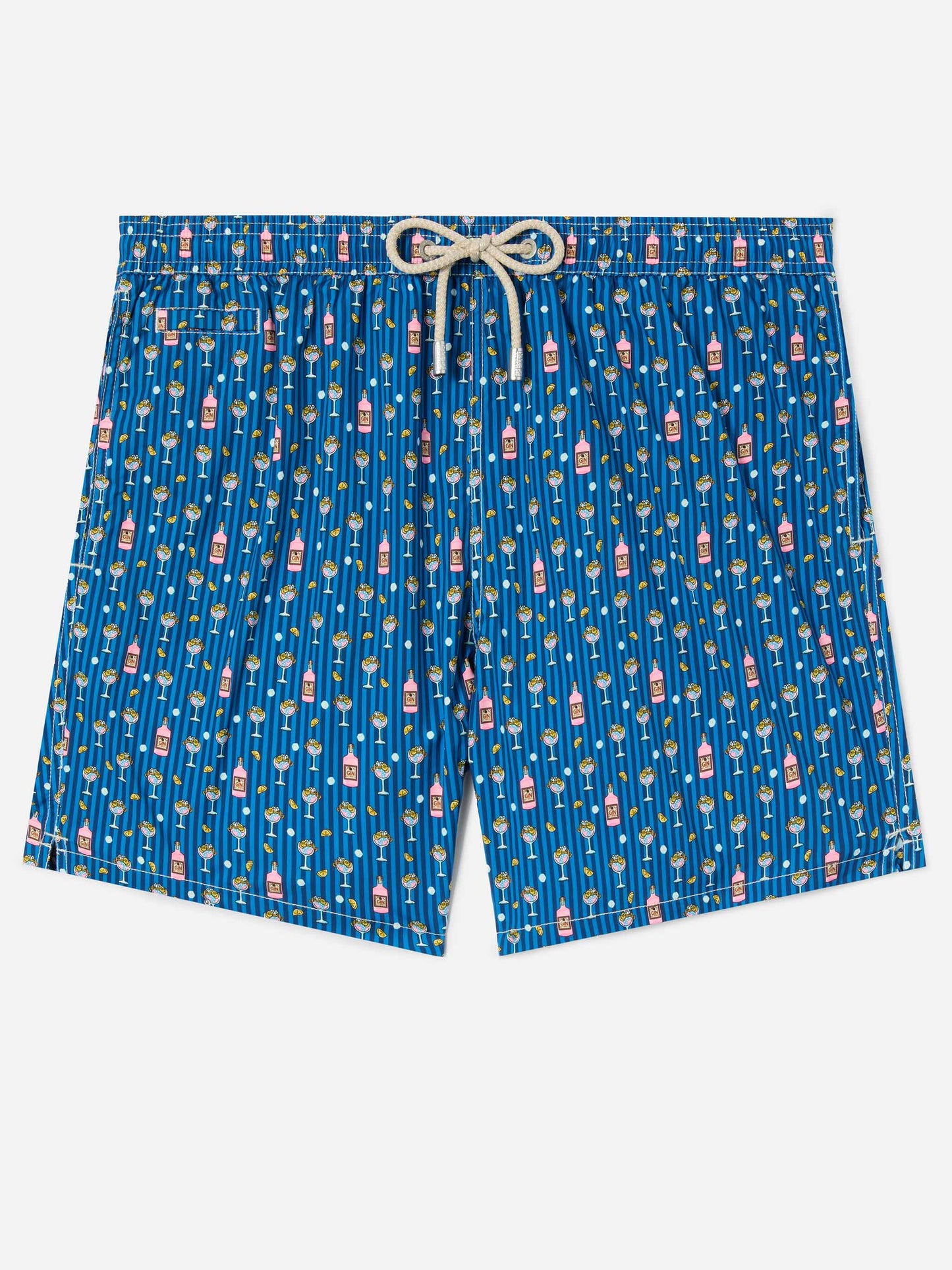 Navy Lighting Micro swim shorts with all-over cocktail print