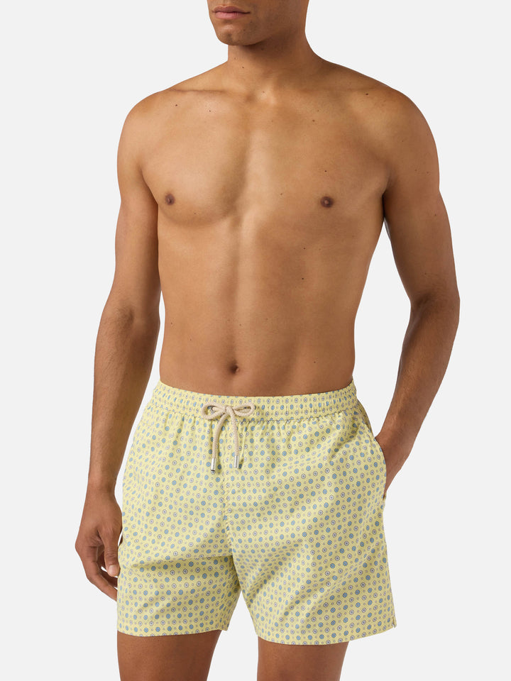 Yellow Lighting Micro swim shorts with all-over geometric print