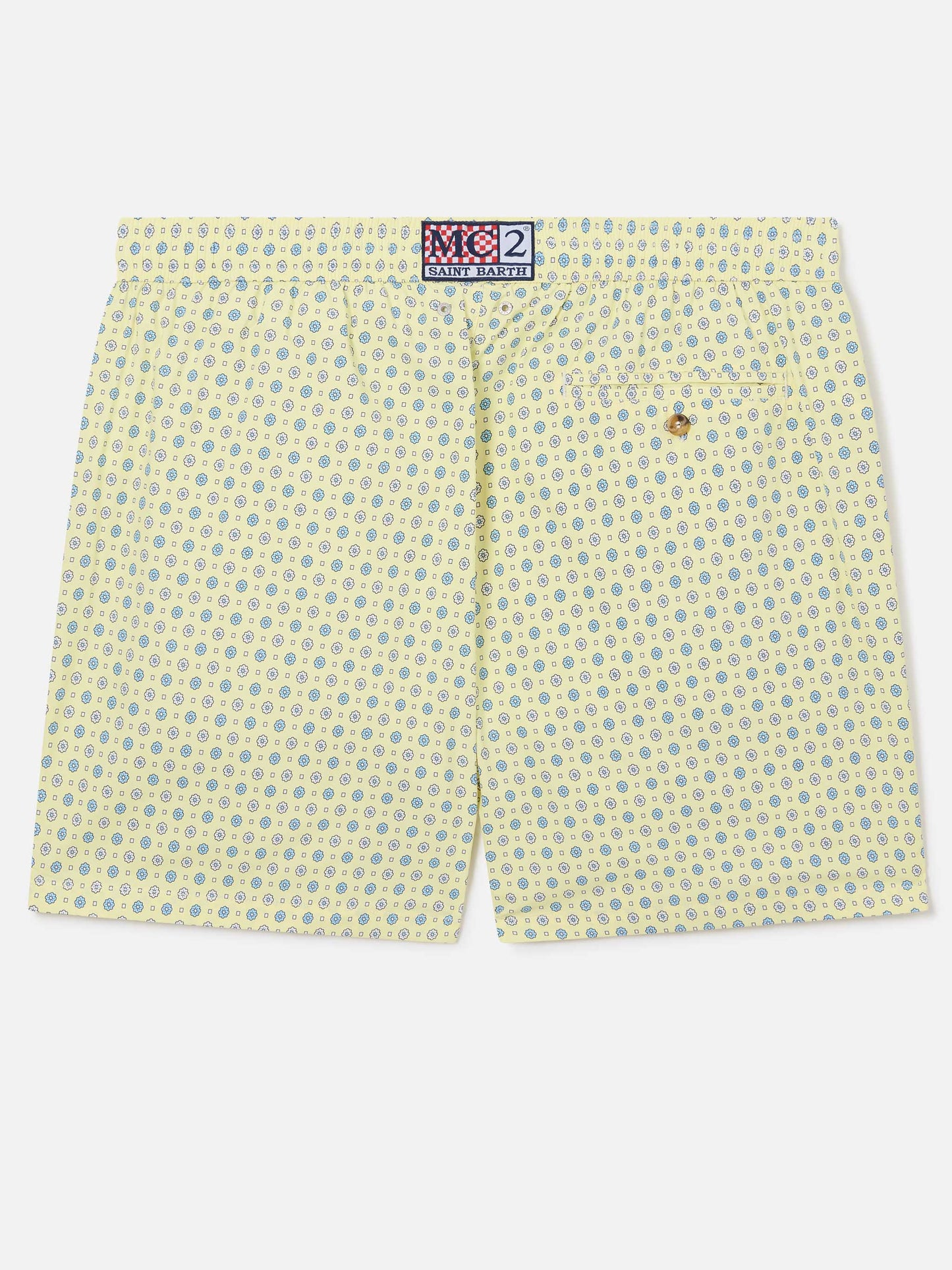 Short de bain Micro Yellow Lighting avec imprimé géométrique all-over 
