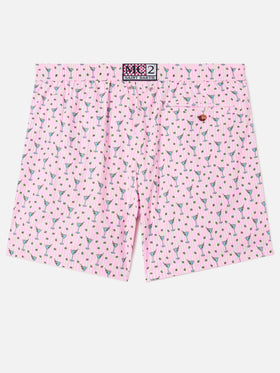 Pink Lighting Micro swim shorts with all-over cocktail print