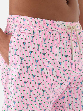 Pink Lighting Micro swim shorts with all-over cocktail print