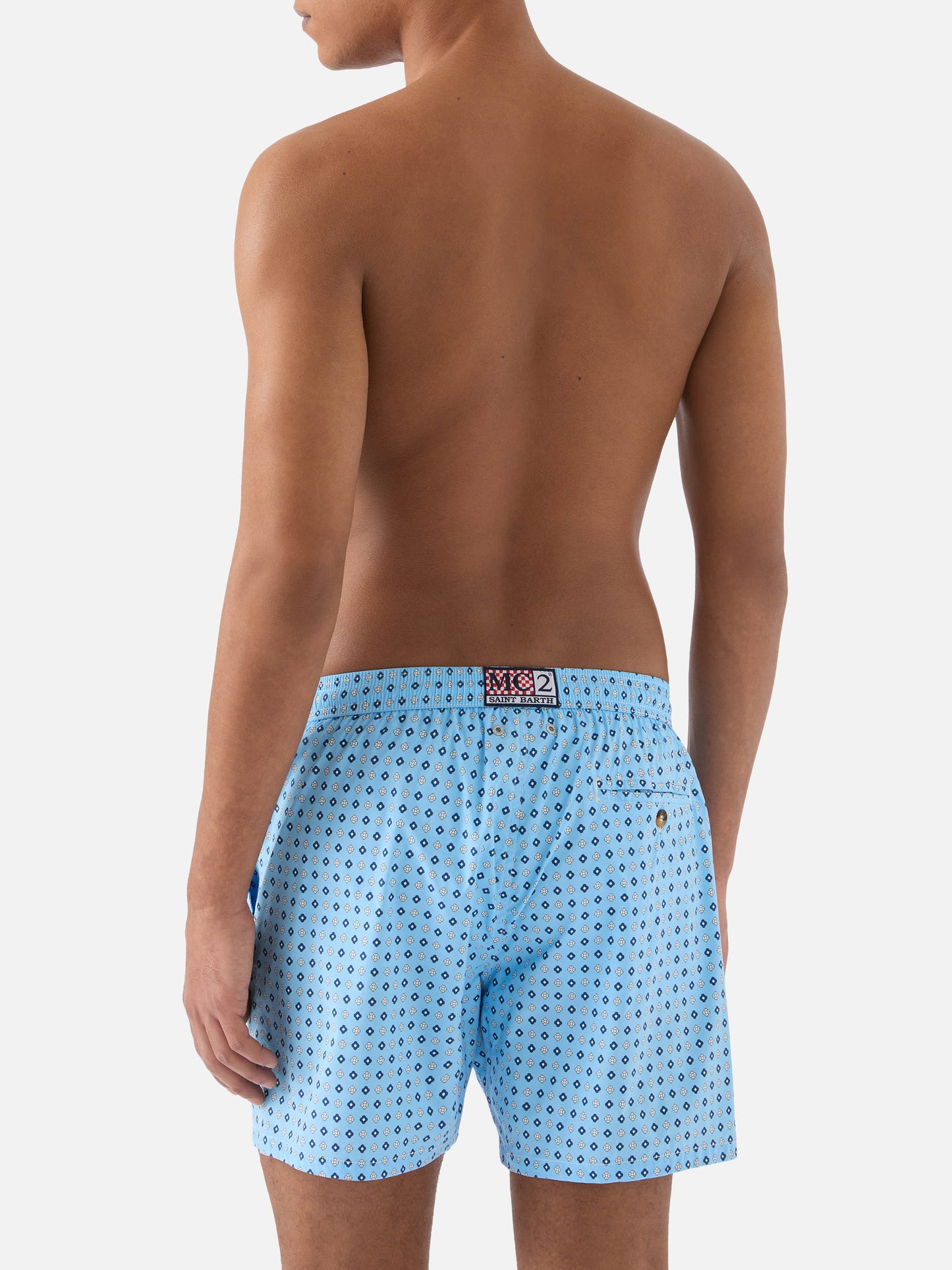 Light blue Lighting Micro swim shorts with all-over geometric print