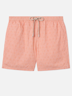 Orangefarbene Lighting Micro-Badeshorts mit Octopus-Allover-Print 