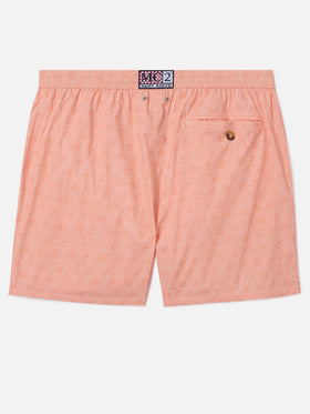 Orangefarbene Lighting Micro-Badeshorts mit Octopus-Allover-Print 