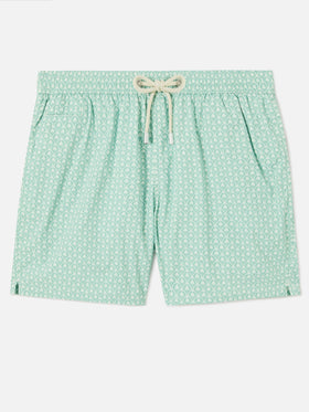 Grüne Lighting Micro-Badeshorts mit Allover-Palmenprint 