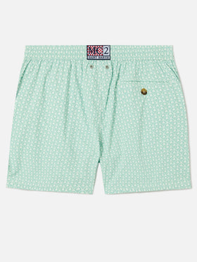 Grüne Lighting Micro-Badeshorts mit Allover-Palmenprint 