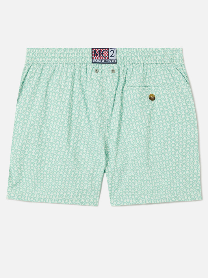 Green Lighting Micro swim shorts with all-over palm print